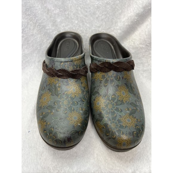 CROCS Sarah Crosslite Floral Dual Comfort Heel Clogs Mules 203764 Women's Size 8 - Picture 2 of 7